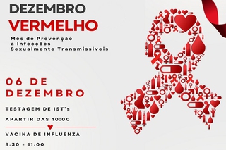 O “Dezembro Vermelho” ocorrerá das 8h30 às 13h, no Restaurante Universitário da Unidade Tapajós, Campus Santarém.