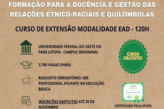 Gratuitas, inscrições vão até 30 de novembro.